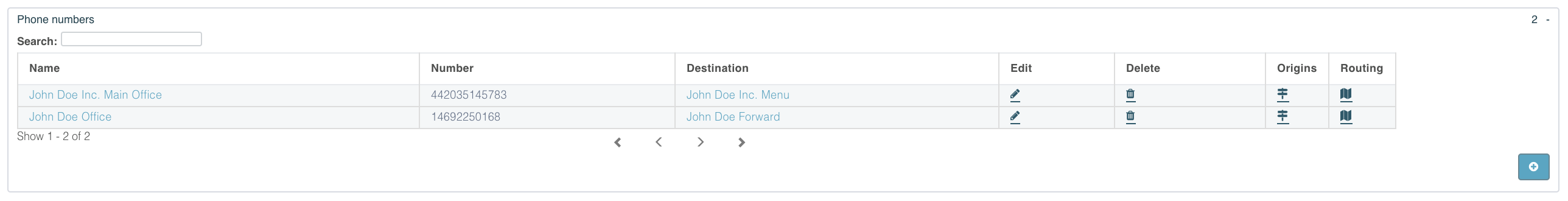 Destination Dropdown Menu