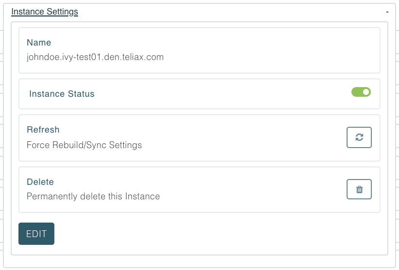 Instance Settings Visual