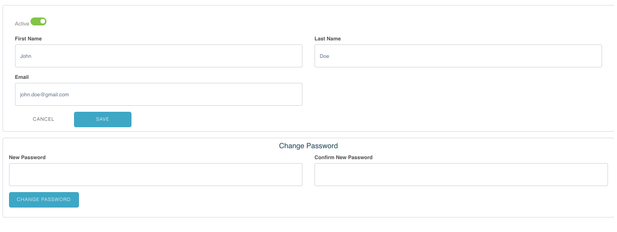 Manage Account Page