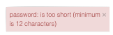 Password Length Error